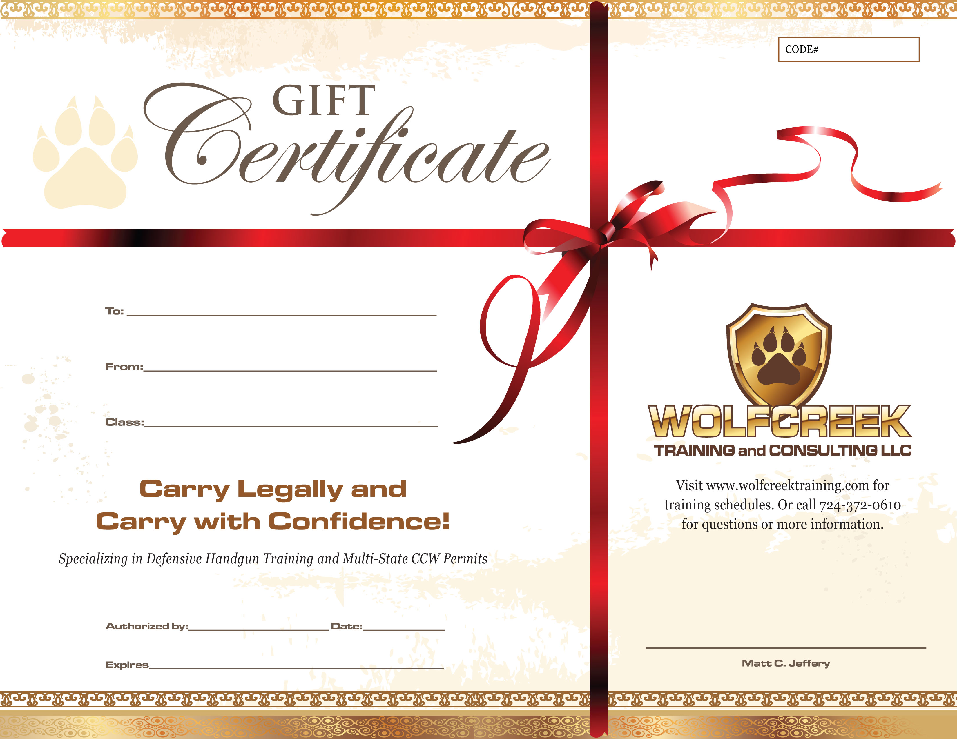 Wolfcreek Gift Certificates